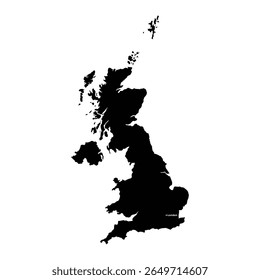 United Kingdom Map Silhouette with London Capital Highlighted