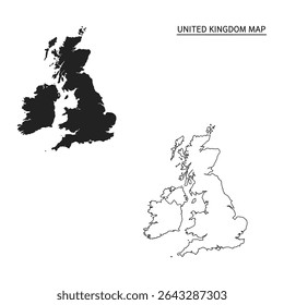 "United Kingdom Map Silhouette and Outline – Vector Graphic for Education, Travel, and Design Use"