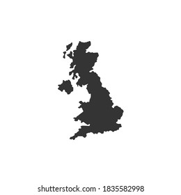 United Kingdom map silhouette vector on a white background