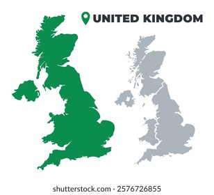 United Kingdom map simple flat outline vector set