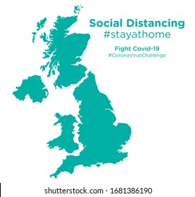 Mapa del Reino Unido con la etiqueta #stayathome de la Distancia Social