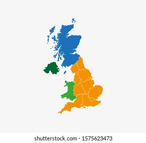 United Kingdom Map, States Border Map. Vector Illustration.