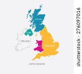 UNITED KINGDOM MAP, UK MAP with borders in different color