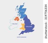 UNITED KINGDOM MAP, UK MAP with borders in different color