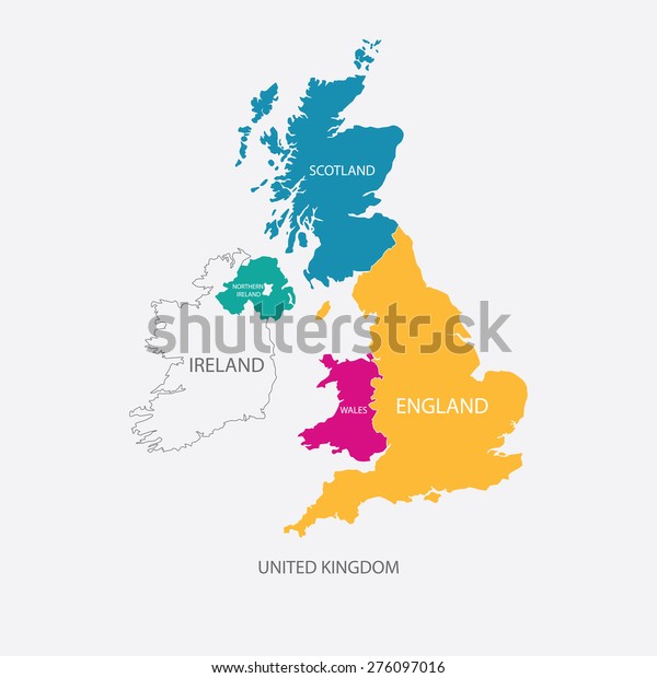 UNITED KINGDOM MAP, UK MAP with borders in\
different color