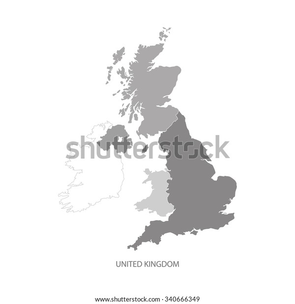 United Kingdom Map Uk Map Greyscale Stock Vector (Royalty Free ...