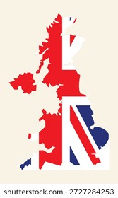 Mapa del Reino Unido con Union Jack - Bandera patriótica enmascarada ilustración