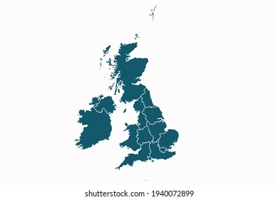 United Kingdom map vector. blue color on white background.