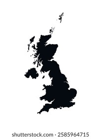 United Kingdom Map vector icon. Map of United Kingdom Black Silhouette.