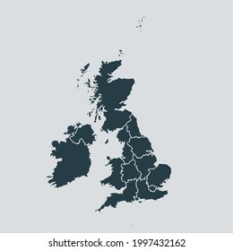United Kingdom map vector, isolated on gray background