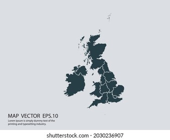 United Kingdom map vector, isolated on gray background