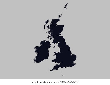 United Kingdom map vector,Not isolated blue color on gray background