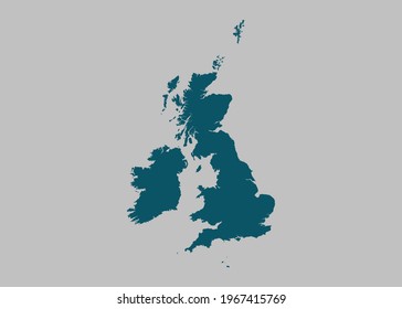 United Kingdom map vector,Not isolated ocean blue color on gray background