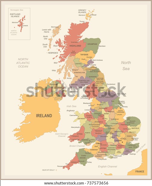 United Kingdom Map Vintage Detailed Vector Stock Vector (Royalty Free ...