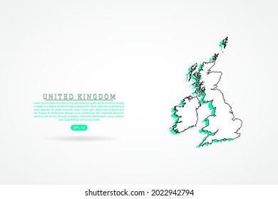 United Kingdom Map - World Map International vector template with green and outline graphic sketch style isolated on white background - Vector illustration eps 10