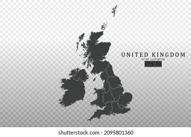 United Kingdom Map - World Map International vector template with High detailed including black and grey outline color isolated on transparent background - Vector illustration eps 10