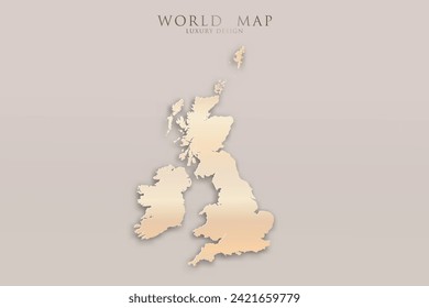 United Kingdom Map - World map International vector template with 3D, gold luxury design including shadow on bright background for design, education, website, infographic - Vector illustration eps 10