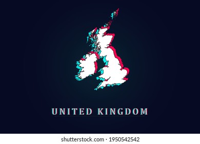 United Kingdom Map - World map vector template with Unique Design Abstract Digital Glitch and 3d  including blue, red and white color isolated on dark background - Vector illustration eps 10