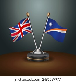 United Kingdom and Marshall Islands table flags mark the relationship on a gradient background