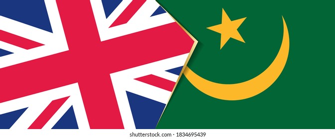 United Kingdom and Mauritania flags, two vector flags symbol of relationship or confrontation.
