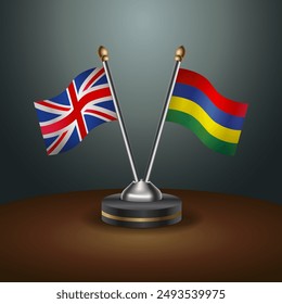 United Kingdom and Mauritius table flags mark the relationship on a gradient background