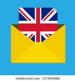 United Kingdom and message, envelope