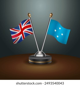 United Kingdom and Micronesia table flags mark the relationship on a gradient background