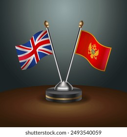 United Kingdom and Montenegro table flags mark the relationship on a gradient background