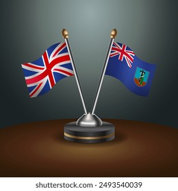 United Kingdom and Montserrat table flags mark the relationship on a gradient background