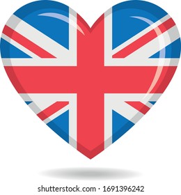 United Kingdom national flag in heart shape vector illustration