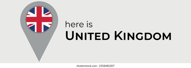United Kingdom national flag map marker pin icon illustration
