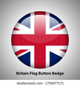 United Kingdom National Flag Rounded Badge. Union Jack glossy symbol icon. Royal Union Flag. National Emblem Symbol. Vector Illustration Graphic. 