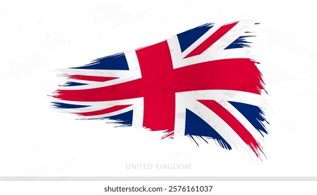 United Kingdom National Flag with Textured Brush Strokes. Artistic Brush Stroke Design.