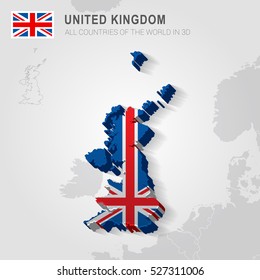 United Kingdom and neighboring countries. Europe administrative map.