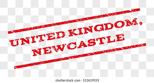 United Kingdom, Newcastle watermark stamp. Text caption between parallel lines with grunge design style. Rubber seal stamp with unclean texture.