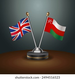 United Kingdom and Oman table flags mark the relationship on a gradient background