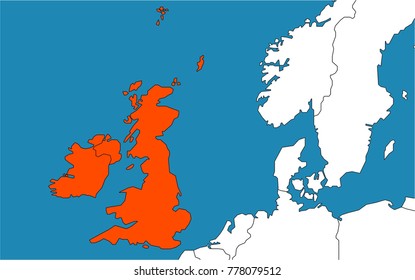 United Kingdom on the Europe map