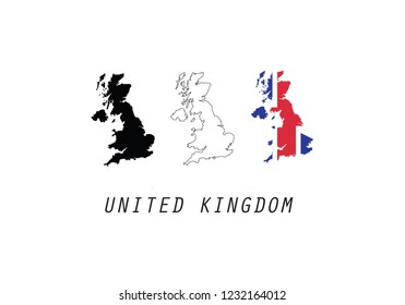 United Kingdom outline map country shape 