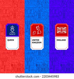 United Kingdom Package Labels. Vector Illustration of Outline Design.