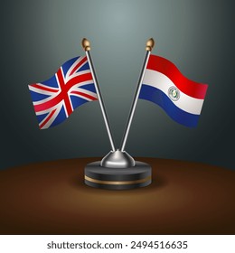 United Kingdom and Paraguay table flags mark the relationship on a gradient background