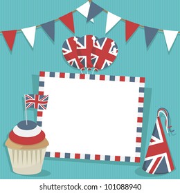 united kingdom party card with decorations and space for text