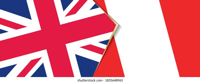 United Kingdom and Peru flags, two vector flags symbol of relationship or confrontation.