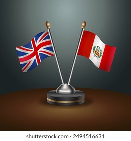 United Kingdom and Peru table flags mark the relationship on a gradient background