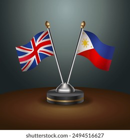 United Kingdom and Philippines table flags mark the relationship on a gradient background