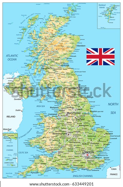 United Kingdom Physical Map Vector Illustration のベクター画像素材 ロイヤリティフリー
