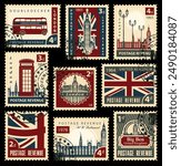 United Kingdom postage stamps template vector