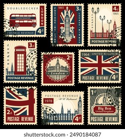 United Kingdom postage stamps template vector