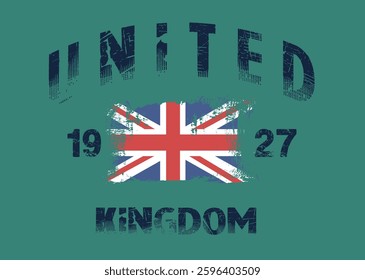 united kingdom print, grunge British flag, United Kingdom graffiti slogan print , t shirt graphics print vector illustration design, Urban typography hipster street art for graphic t- shirt.eps8