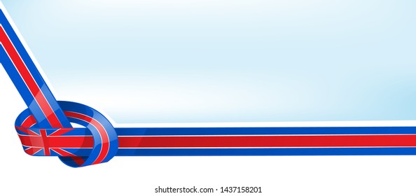 United Kingdom ribbon flag on bue sky background