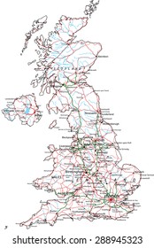 United Kingdom road and highway map. Vector illustration.